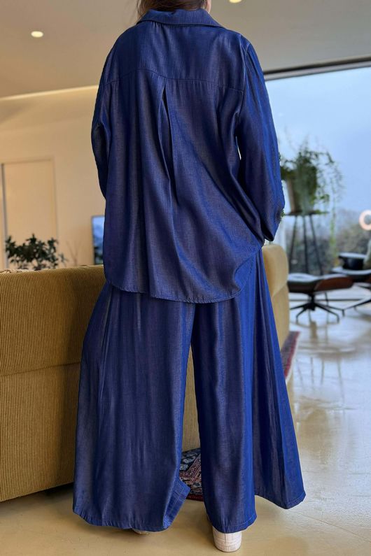 Perfect Chambray Denim Open Placket Shirt Mid /36=